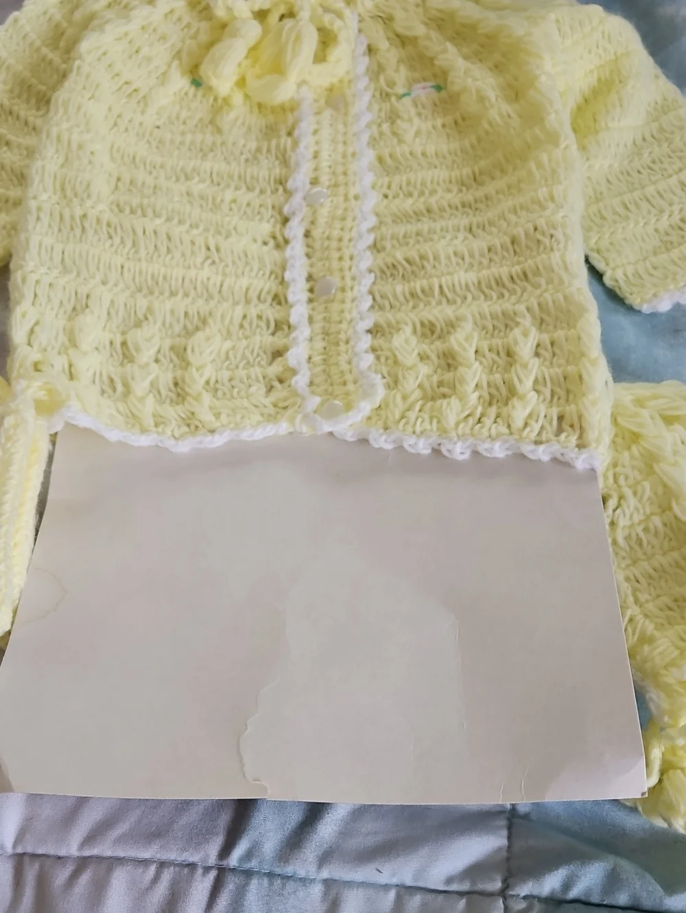 NWT Vintage Lo-Knit Yellow Baby Sweater, Hat, Booties Set